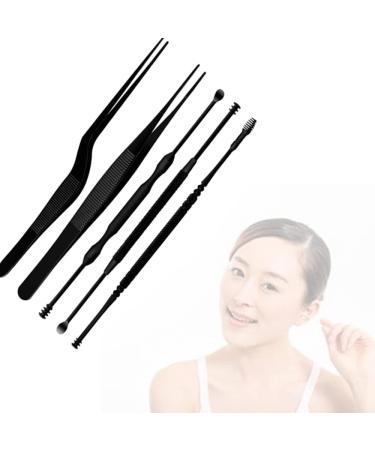 6pcs/set Stainless Steel LED Ear Wax Pickers - Black Earpick Wax Remover Curette Spoon Cleaner Tool - Buy Online on GoSupps.com