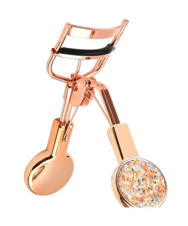 Eyelash Curler Professional Makeup Tool for Eyelashes 1PC Portable Round Handle Eyelash Curler Golden Color (Rose Gold Plated)