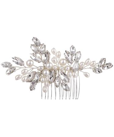 Amosfun Bridal Headwear Hair Toppers Hair Pin Hair Clip Bridal Hair Comb Hair Side Comb Wedding Headpiece Wedding Elegant Headdress Bridal Headdress Metal White Accessories Classical Bride