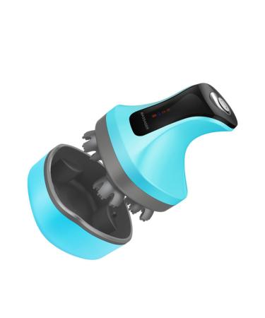 Combined waterproof head massage gauge muscle massager head massage brush head scratches laundry collector promote hair growth massage device rechargeable head massage household 12.8x10.3x9.5cm blue