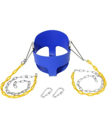 High Back Full Bucket Toddler Swing Seat with Yellow Plastic Coated Chains - Heavy-Duty Baby Swing Seat in Blue - Buy Online on GoSupps.com