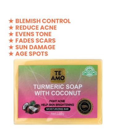 Te Amo Turmeric Soap with Coconut - Dark Spot Remover & Acne Fighting Moisturizing Bar - 5.2 oz - Buy Online on GoSupps.com