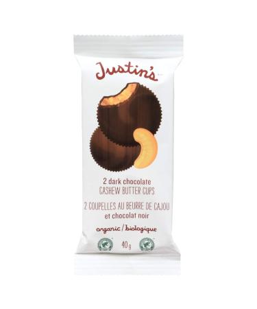 Justin's Organic Dark Chocolate Cashew Butter Cups 40 Grams 12 Count Dark Chocolate Cashew Butter Cups 12
