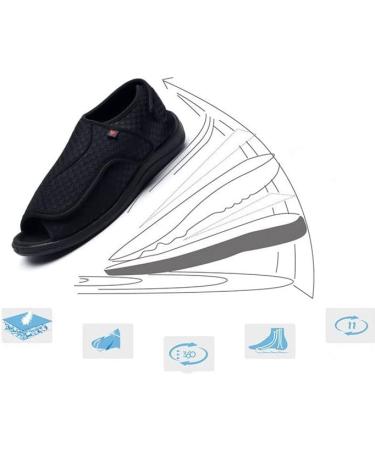 Men's Anti-Slip Breathable Lightweight Diabetic Shoes | Adjustable Easy On/Off Casual Comfy Slippers | Breathable Support Mesh, Arch Support, Bunions, Arthritis | Size 7.5 Black - Buy Online on GoSupps.com