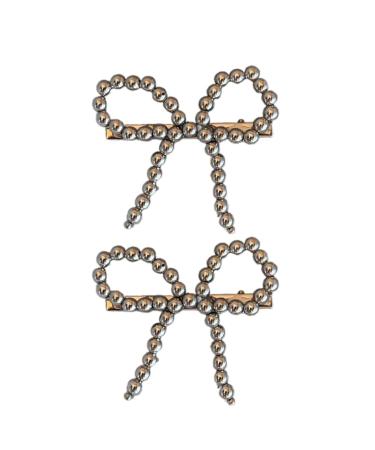 hgnxa Elegant Hair Barrettes Accessory Stylish Pearls Bowknot Hair Clip Unique and Interesting Barrette Hairpin Jewelry Silver