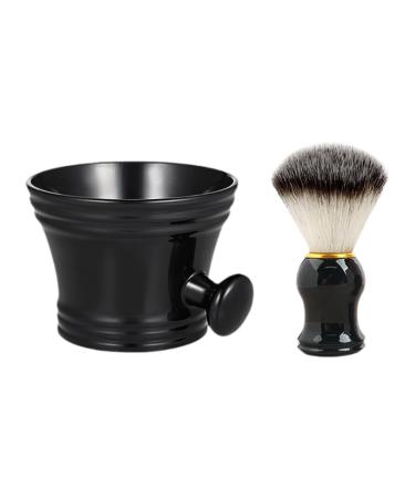 Amagogo Shaving Brush Set Cleaning Bowl Nylon Bristles Portable Soap Brush for Boyfriend Travel Birthday Father Adult