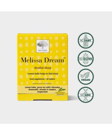 New Nordic Melissa Dream Herbal Sleeping Tablets 40 Pack - Natural Insomnia Relief - Natural Sleep Aid Tablets - Vegan Herbal Sleeping Tablets For Adults - Buy Online on GoSupps.com