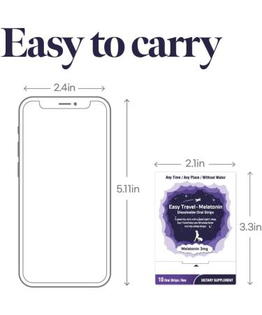 Labottach Easy Travel Melatonin 3mg Dissolvable Strips Quick Dissolve Sleep Aid for a Restful Night's Sleep 10-Count White - Buy Online on GoSupps.com