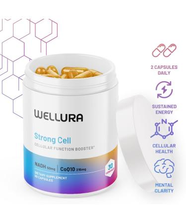 Strong Cell Cellular Function Booster | NADH & CoQ10 Capsules with 90%+ Absorption | Essential B Vitamins & K2 - Buy Online on GoSupps.com