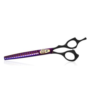 Purple Dragon Professional 7.0/8.0 inch Pet Grooming Hair Cutting Scissor and 6.75/8.0 inch Dog Chunker Shear - Japan 440C Stainless Steel for Pet Groomer or Family DIY Use Chunker scissor