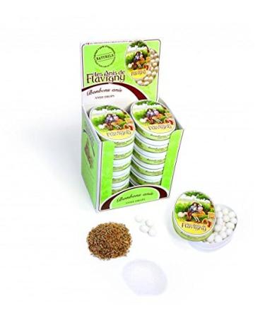 Display of 12 boxes of 50 grams of Flavigny anise