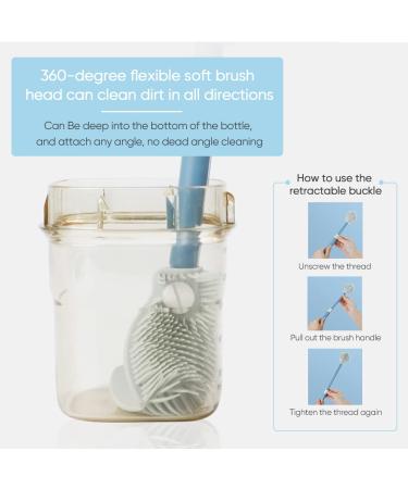 Collapsible Baby Bottle & Cup Brush - Adjustable Handle Length (Blue) | BBR-F01 - Buy Online on GoSupps.com
