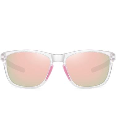 MEETSUN Polarized Sports Sunglasses | Transparent Frame-pink Mirror Lens | UV400 Protection for Men and Women - Buy Online on GoSupps.com