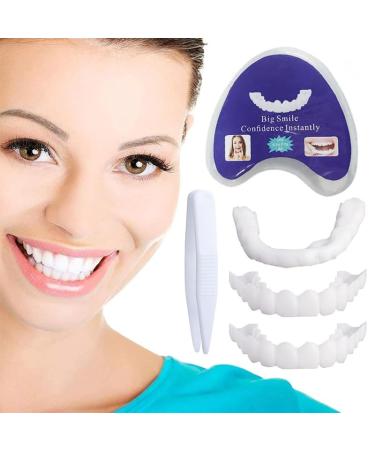 Brigtviee 2 Pairs Instant Veneer Dentures Temporary Cosmetic ClipIn Teeth Veneers Top And Bottom Click On Veneer False Teeth Confident Smile False Teeth