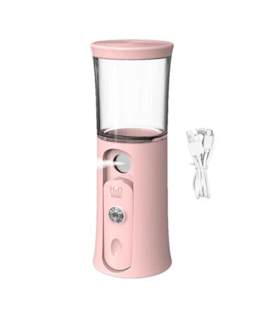 Cordless Travel Steamer | Handheld Cordless Face Steamer Handy Nano Mist Sprayer with Colorful Light Rechargeable Cool Mist Sprayer for Home Travel Pink