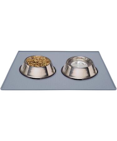 AMZNOVA Large Waterproof Dog Feeding Mat 60x40cm - Anti-Slip Silicone Pet Food Mat Grey - Buy Online on GoSupps.com