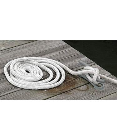 Tommy Docks 15ft Dock Line - 3/8 in Thick Double Braided Nylon Rope - 400 lb Break Strength - White - Buy Online on GoSupps.com
