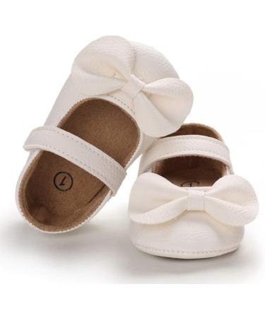 LACOFIA Baby Girls Anti-Slip First Walking Shoes - Infant Bowknot Mary Jane Princess Party Shoes for 6-12 Months - White - Buy Online on GoSupps.com