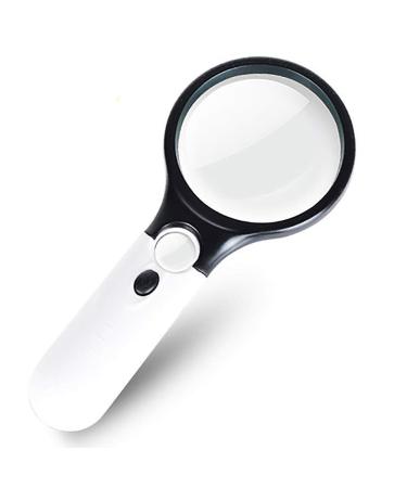 Magnifying Glass - High Magnification Hand-Held Enlarged Mirror with Led Lights Hd Elderly Reading Home Magnifier Microscope Optical Lenses Protect Vision Without Hurting Eyes 220X100X20Mm Lofty