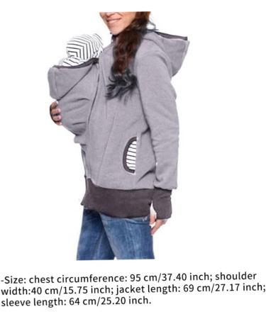 SouiWuzi Baby Carrier Hoodie Maternity Kangaroo Jacket Coat Sweatshirt - Gray - Buy Online on GoSupps.com