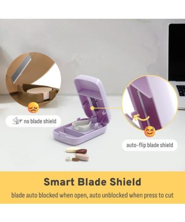 Optimal Safety Pill Splitter & Travel Pill Cutter with Smart Blade Shield - Portable Silicone V-Shaped Holder & Storage Compartments (Blue - Buy Online on GoSupps.com