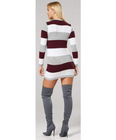 Zeta Ville Maternity Stripes Knit Jumper Dress Tunic Top V-Neck - Crimson 12-14 - Buy Online on GoSupps.com