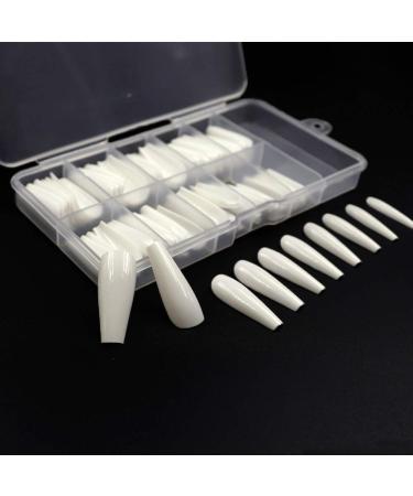 Coffin nail tips 100 pieces long ballerina false nails acrylic artificial nails art nail tips complete cover wrong nail tips fake wrong nails tips with box of course