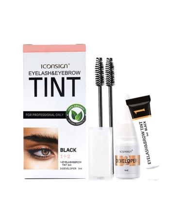 Black Tint Kit 2 in 1  Professional Semi-Permanent Eyelash & Eyebrow Kit  Lasting for 6 Weeks DIY Hair Dying for Salon Home Use 7ml (Black) 2 Ounce (Pack of 1)
