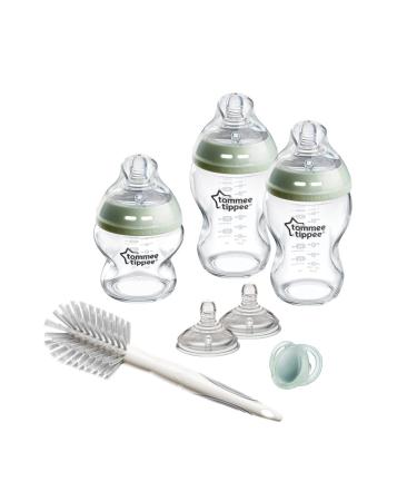 Tommee Tippee Natural Start Glass Baby Bottle Set 150 ml and 250 ml Anti-Colic Bottles Medium Flow Teats in Breast Shape
