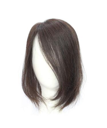 Human Hair Crown Topper Wig 14" Right Part for Women with Thinning Hair Light Brown