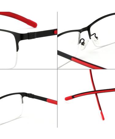Buy Zukky Semi-Frame Photo Linen Reading Glasses - Black & Red Metal Frame - 3.75x Readers for Comfortable Vision - International Shipping Available - Buy Online on GoSupps.com