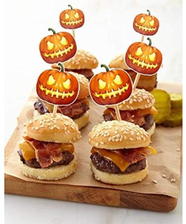 Halloween Pumpkins Cupcakes Toppers Party Food Decorations Sticks Picks (24 Pack) - Buy Online on GoSupps.com