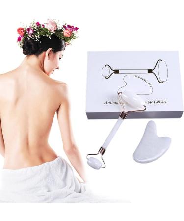 White Roller Gua Sha Face Roller - Skin Care Tool for Eye Massage & Self-Care Gifts | Beauty Set - Buy Online on GoSupps.com