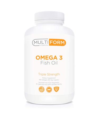Multiform Vitamins Omega 3 Fish Oil - 2 000mg - Burpless Non-GMO No Fishy Aftertaste (180 Capsules) 180 Count (Pack of 1)