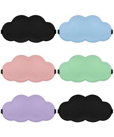 Hercicy 6 Pcs Cute Sleep Mask for Kids 3D Contoured Eye Mask Soft Sleeping Mask Silky Blindfold with Adjustable Strap Eye Covers for Sleeping Travel Yoga Nap for Men Women 5 Colors