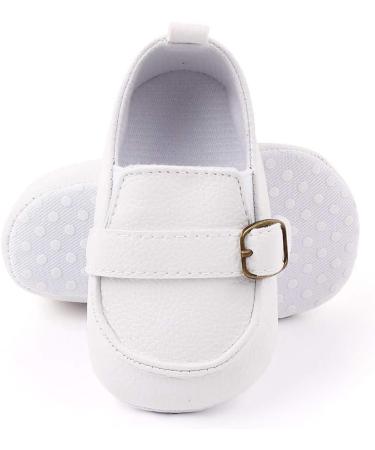 MASOCIO Baby Boys Moccasin Shoes | Soft Sole Anti-Slip Flats for Infant First Walking | 0-6 Months (White) - Buy Online on GoSupps.com