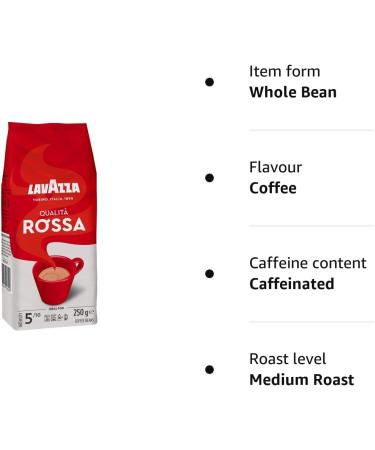 Lavazza Qualita Rossa 250g Medium Roast Arabica and Robusta Coffee Beans - Pack of 1 - Buy Online on GoSupps.com
