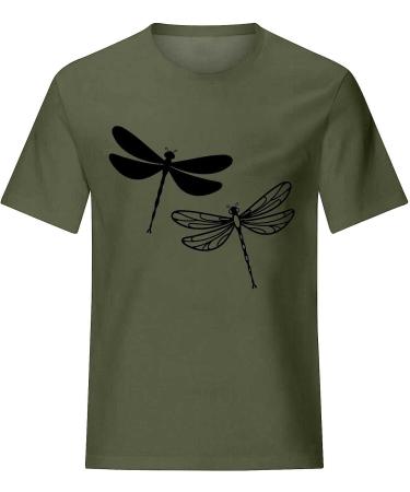 Women's Round Neck Loose Fit T-Shirt Short Sleeve Top in Army Green XX-Large - Plus Size Fashion Tee for Going Out - Buy Online on GoSupps.com