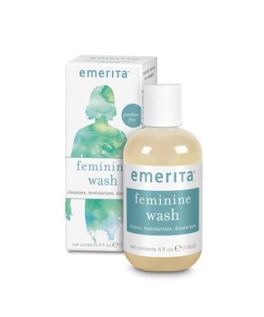 Emerita Feminine Cleansing & Moisturizing Wash | Gently Cleanses & Deodorizes | Formulated to Help Support Healthy Vaginal pH | Aloe, Chamomile | 4 oz