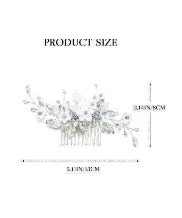 Silver Blue Rhinestone Flower Bride Wedding Hair Comb - Crystal Bridal Hair Accessory for Women & Girls - Buy Online on GoSupps.com