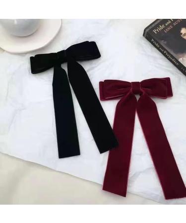 JIHUOO Velvet Hair Bow Clips - Set of 2 Red Hair Accessories for Women & Girls | Stylish & Trendy Hair Clips - Buy Online on GoSupps.com