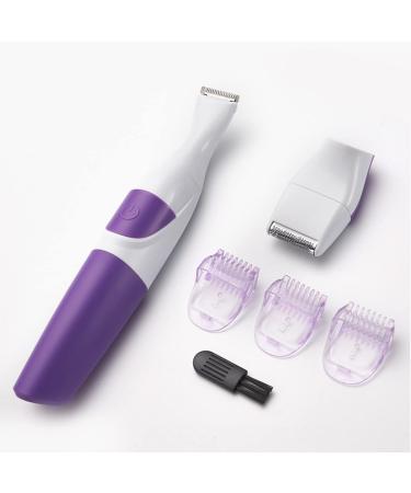 2 in 1 Waterproof Women Hair Trimmer Electronic Washable Hair Trimmer Clipper for Bikini Line Wet and Dry Use Purple - Buy Online on GoSupps.com