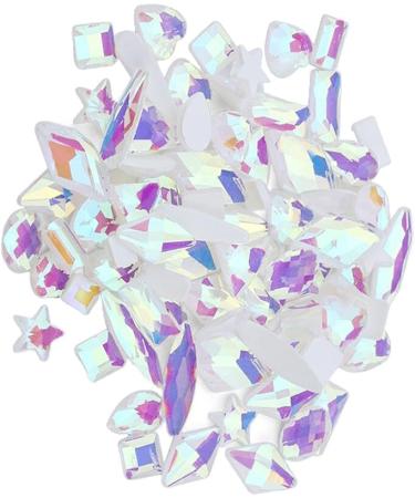 dijiusidy 50 Pieces Glass Crystal Set Eye-catching Personalized Nail Art Rhinestones DIY Handcraft Manicure Accessories for Card Making Jellry White - Buy Online on GoSupps.com