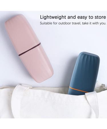 2PCS Portable Travel Toothbrush Case with Wash Cup Organizer - Blue and Pink - Buy Online on GoSupps.com