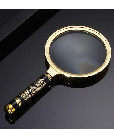 Magnifying Glass 6X + 8X Magnification Magnifier Handheld Magnifier for Science, Reading Book, Inspection. (6X Gold)