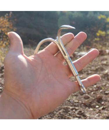 Grappling Hook Grapnel Hook, 3-Claw Stainless Steel Tree Climbing Hook, Brunch Limb Retrieving Removal Hook EDC Tool S size/4.7x3.9x2.4''