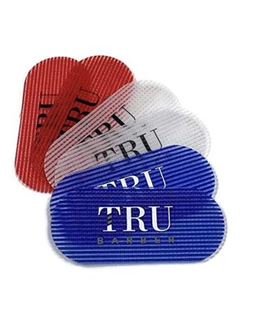 TRU BARBER HAIR GRIPPERS 3 COLORS BUNDLE PACK 6 PCS for Men and Women - Salon and Barber Hair Clips for Styling Hair holder Grips (Red/White/Blue)