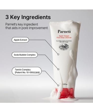 Parnell Apple Vinegar Pore Deep Cleanser Gentle Face Wash with Apple Extract & Baking Soda Removes Sebum & Impurities Pore Control Foam Cleanser for Oily & Acne-Prone Skin 5.07 fl oz / 150ml - Buy Online on GoSupps.com