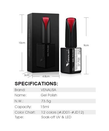 VENALISA Red UV Gel Nail Polish - Long Lasting Soak Off 15ml | Perfect for UV Nail Lamp - Buy Online on GoSupps.com