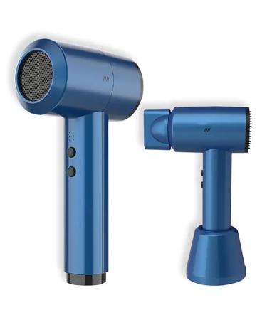 Cordless Hair Dryer Rechargeable Travel Blow Dryer with Diffuser and Nozzle Portable Handheld Hair Dryers Lightweight Ionic Blow Dryer for Women Home Salon Blue